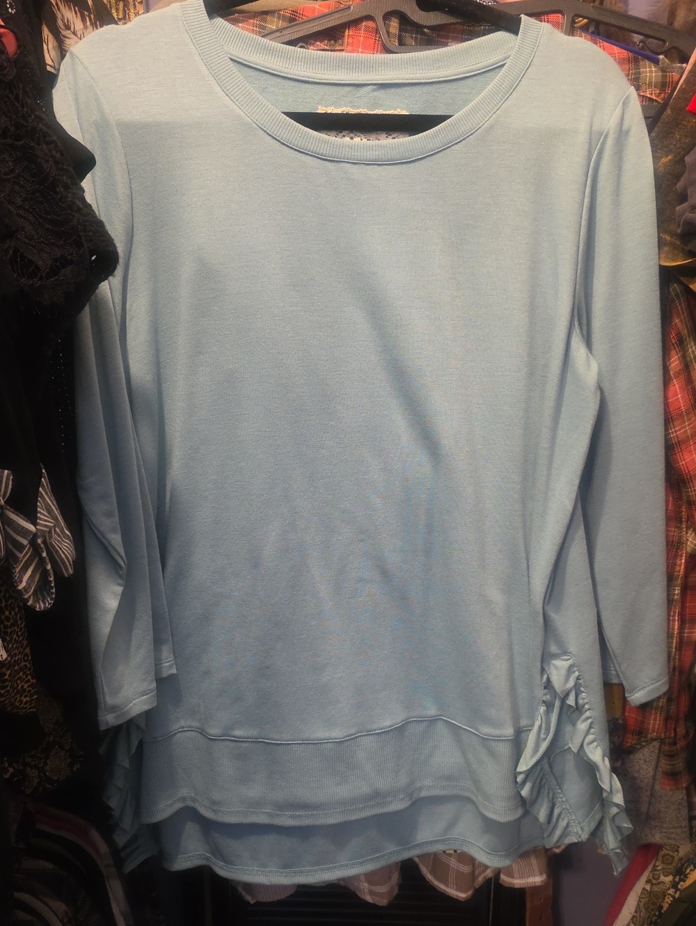 Women’s Long Sleeve Ruffle Side Split Top